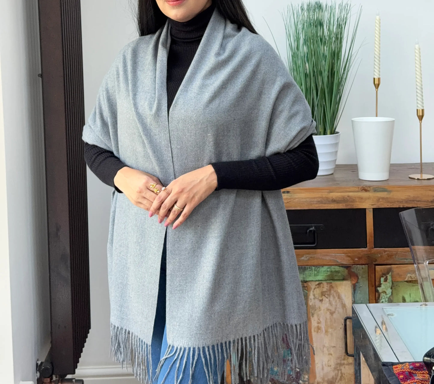 Grey Woolen Shawl and Wrap for Women/Unisex