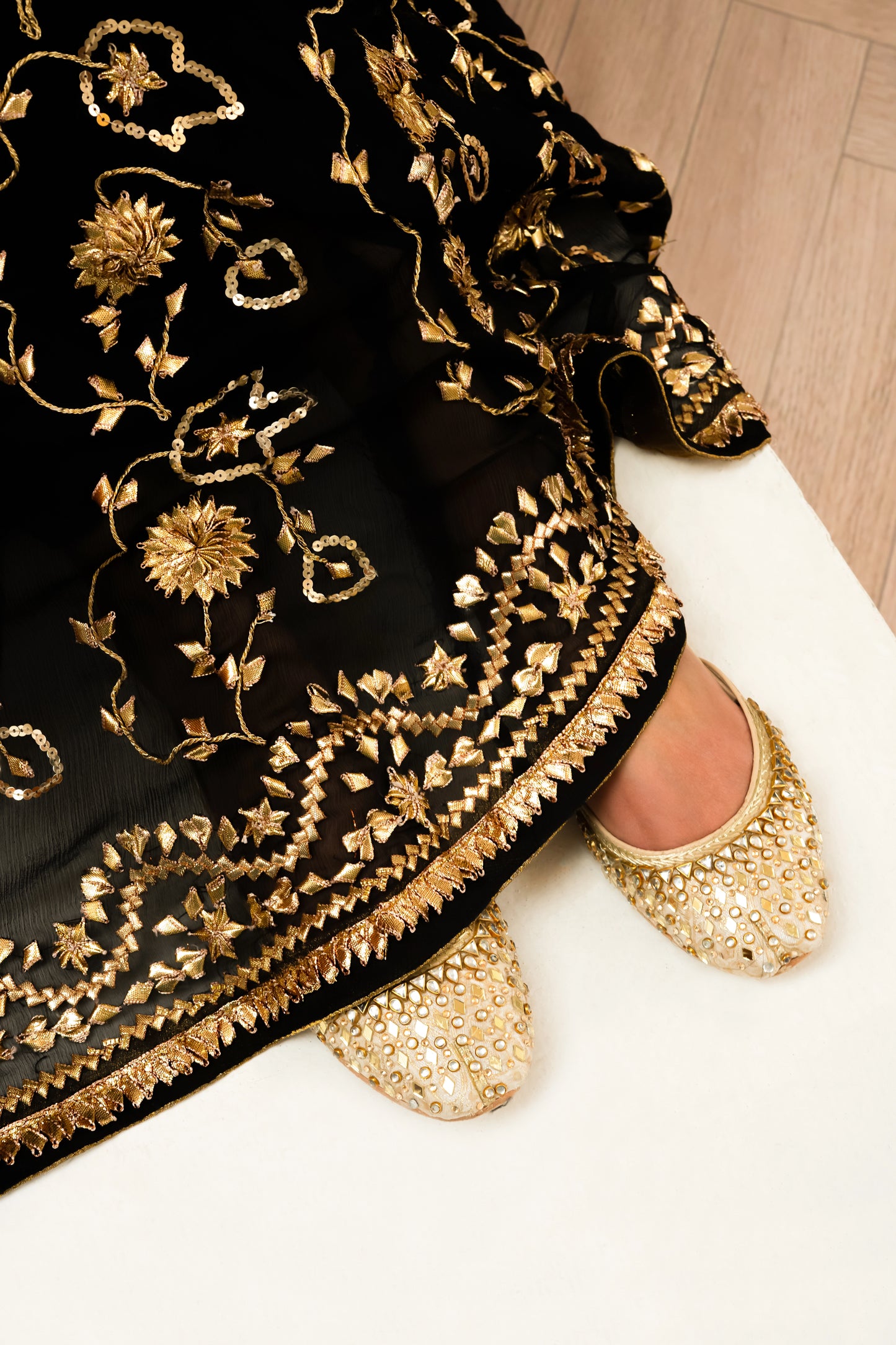 Black Chiffon Kalidar Wedding Outfit