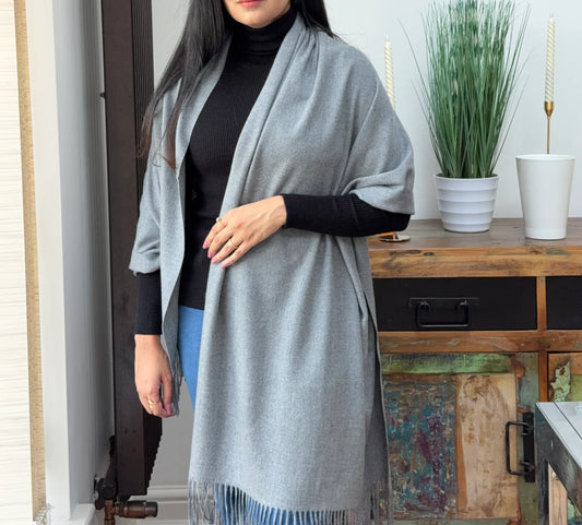 Grey Woolen Shawl and Wrap for Women