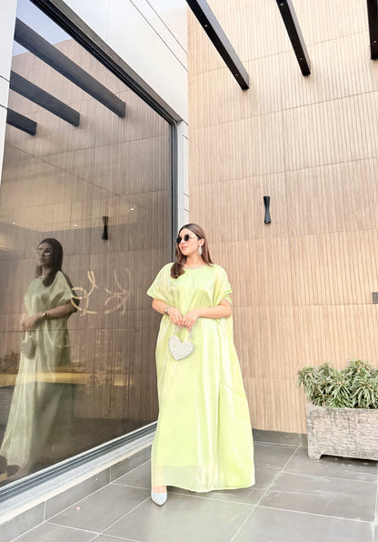 Mint Green Silk Gown Kaftan – Sheesha Silk Elegance