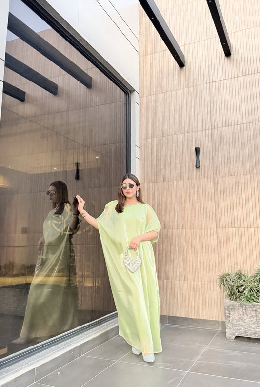 Mint Green Silk Gown Kaftan – Sheesha Silk Elegance