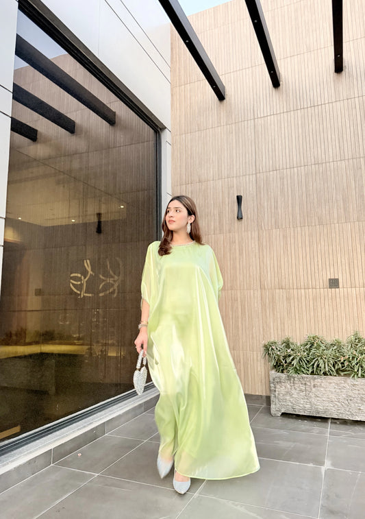 Mint Green Silk Gown Kaftan – Sheesha Silk Elegance