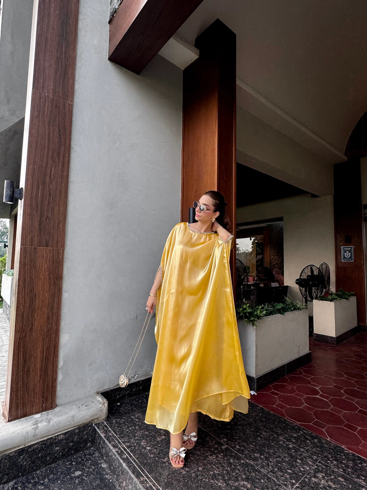 Butter Yellow Silk Gown Kaftan – Sheesha Silk Elegance