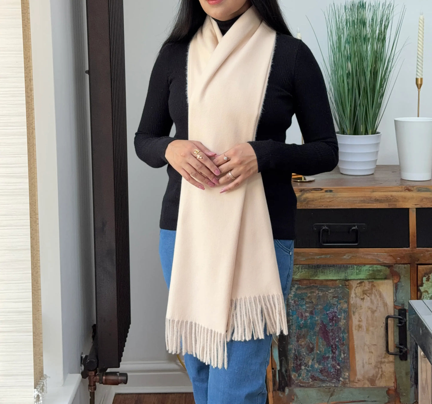 Ivory woolen shawl – soft and warm minimalist wrap