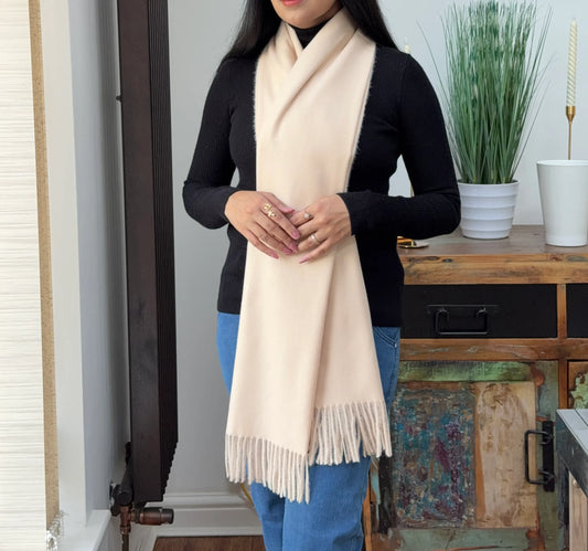 Ivory woolen shawl – soft and warm minimalist wrap