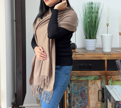 Nude brown woolen shawl