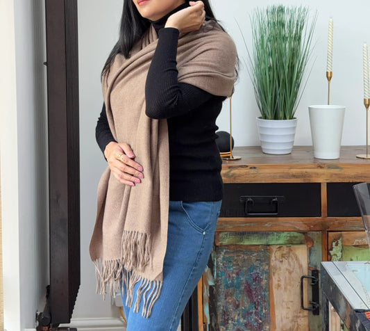 Nude brown woolen shawl