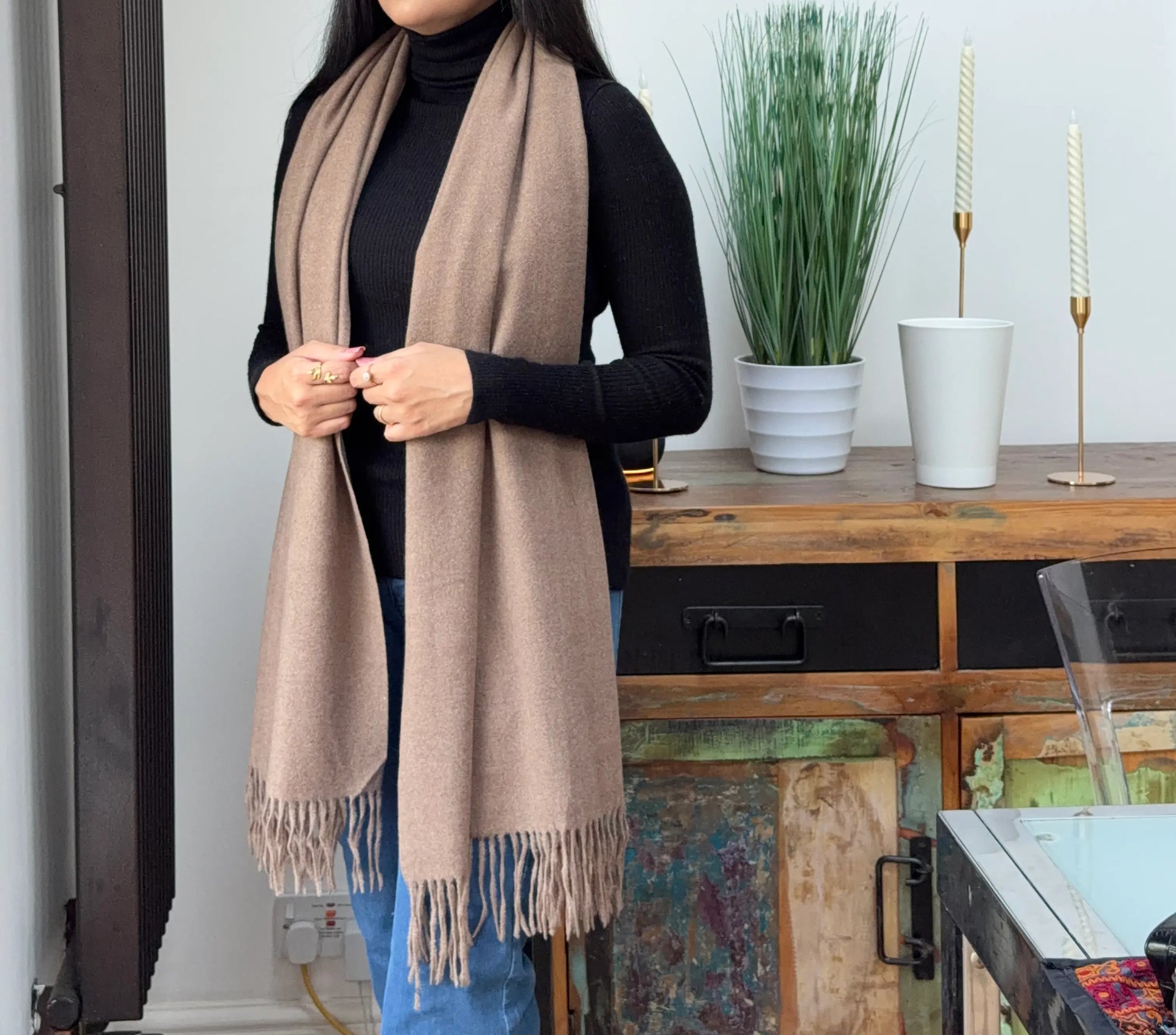 Nude brown woolen shawl – soft and warm everyday wrap