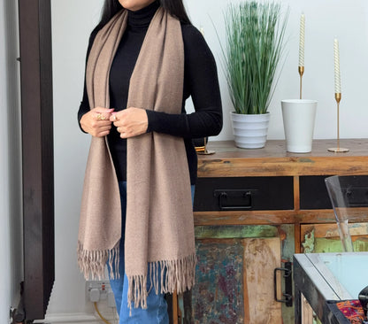 Nude brown woolen shawl – soft and warm everyday wrap