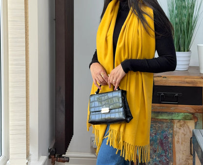 Plain yellow woolen shawl – soft and warm everyday wrap