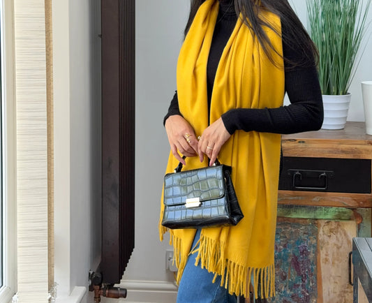 Plain yellow woolen shawl – soft and warm everyday wrap