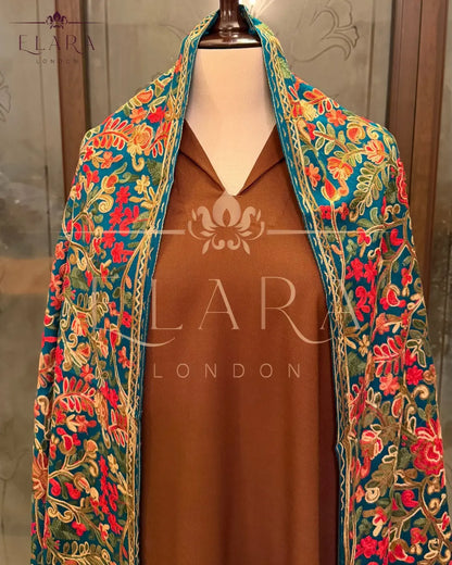 Brown co-ord set in plain Dhanak fabric with wide collar