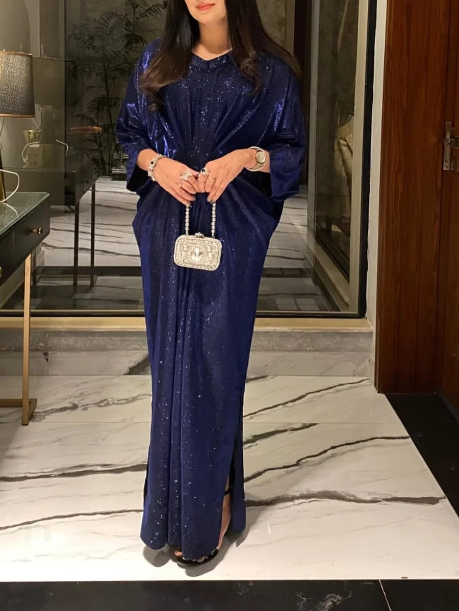 Tailored blue kaftan in soft moonlight fabric – best seller for a night out