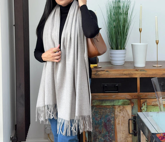 Stone grey woolen shawl