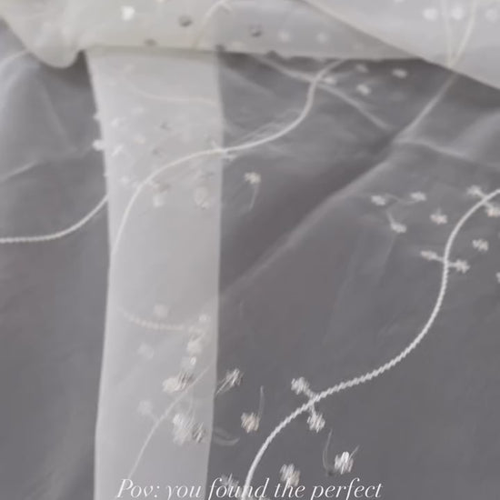 White organza embroidered outfit with delicate embroidery and handcrafted stonework