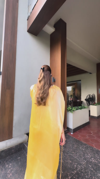 Butter Yellow Silk Gown Kaftan – Sheesha Silk Elegance