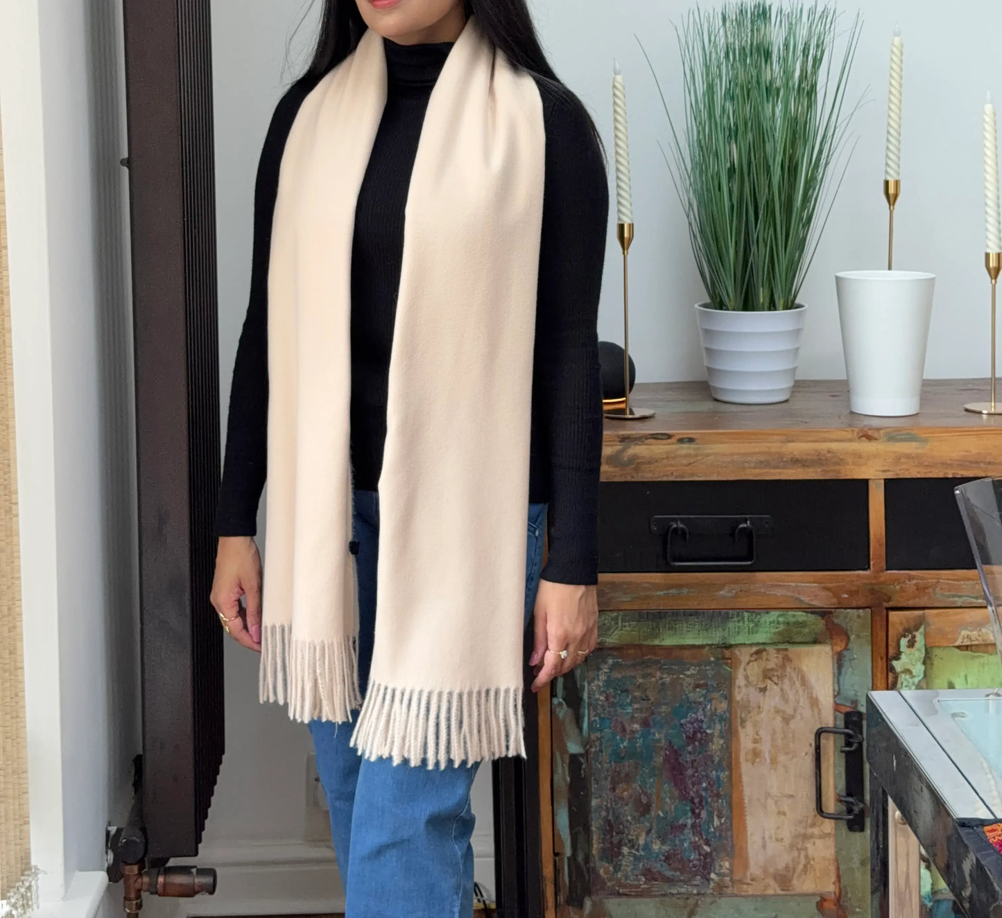 Ivory woolen shawl – soft and warm minimalist wrap