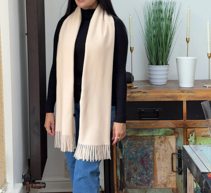 Ivory woolen shawl – soft and warm minimalist wrap